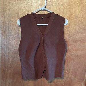 Brown Cropped Sweater Vest